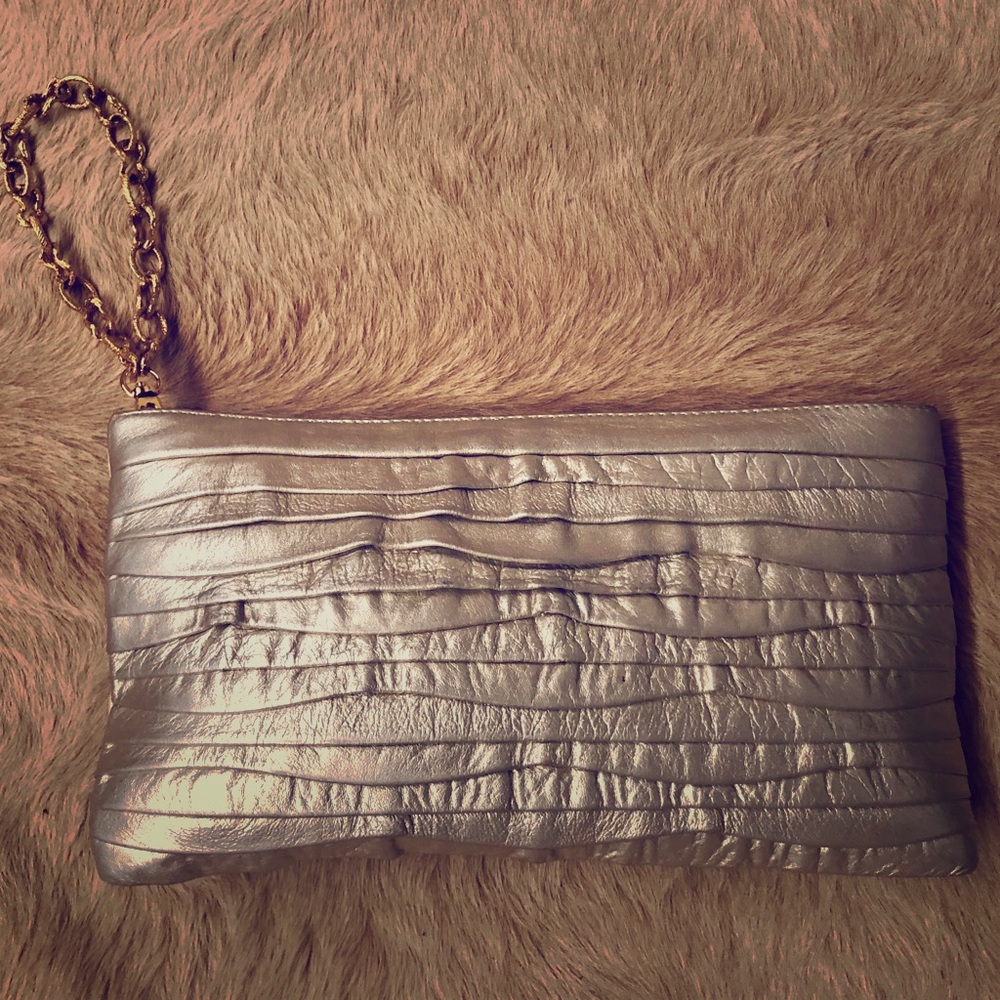 DOMINIQUE COHEN METALLIC PLEATED CLUTCH